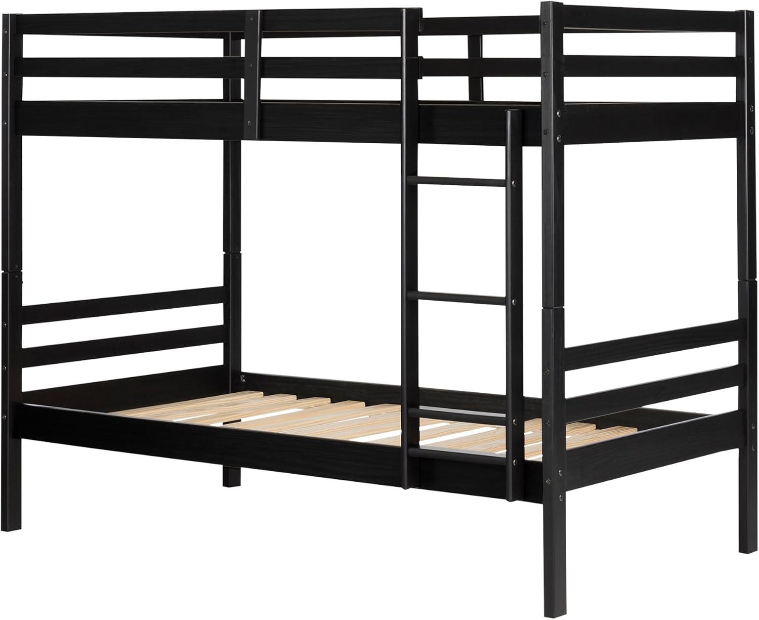 Twin Fakto Solid Wood Kids' Bunk Beds  Matte Black  - South Shore