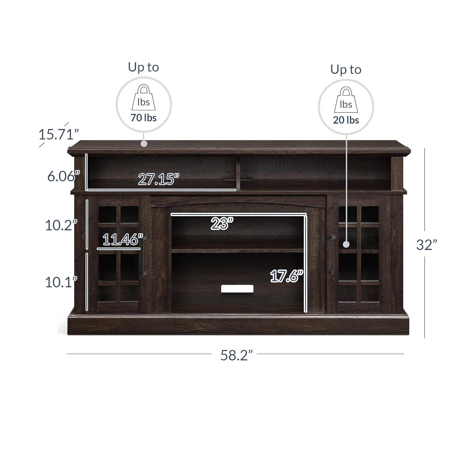 BELLEZE TV Stand Media Entertainment Center - Astorga (Espresso)