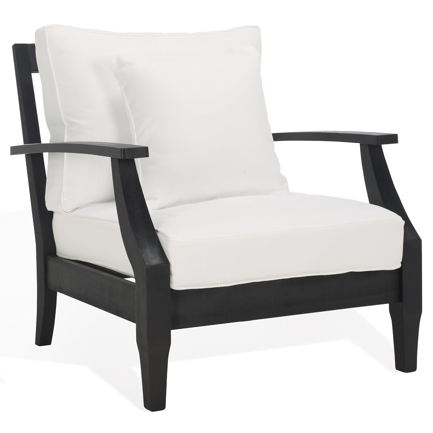 Ssafavieh Martinique Coastal Eucalyptus Wood Solid Print Armchair, Natural / Beige