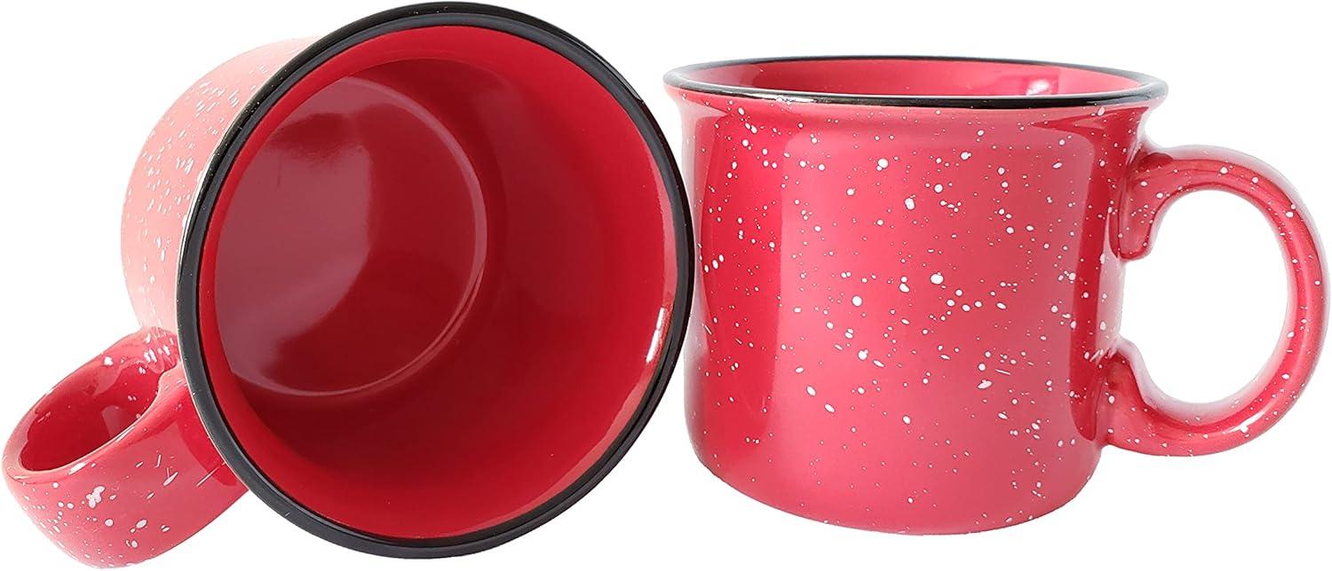 14oz Red Speckled Ceramic Campfire Mug Set of 4