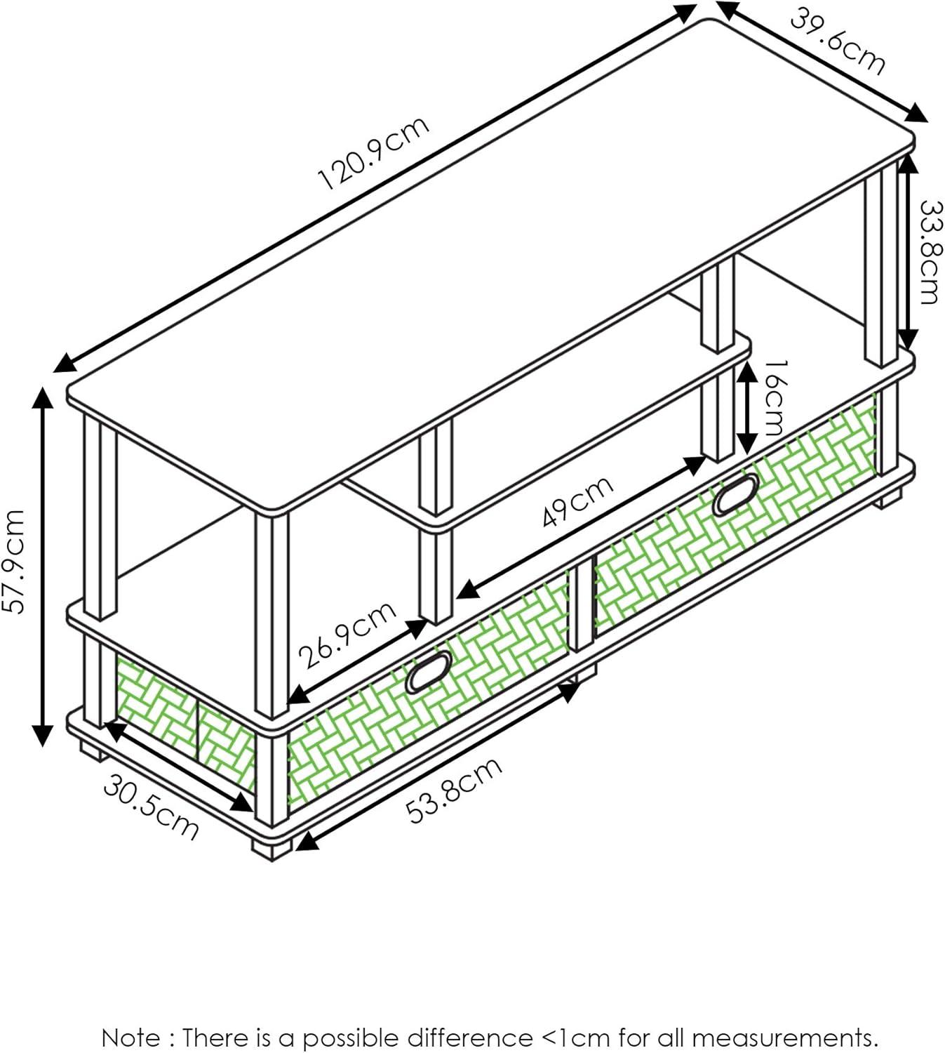 Furinno 4-Tier Large TV Stand for TVs up to 55" TV Console Table w/Open Bookcase Shelves & 2 Storage Drawers