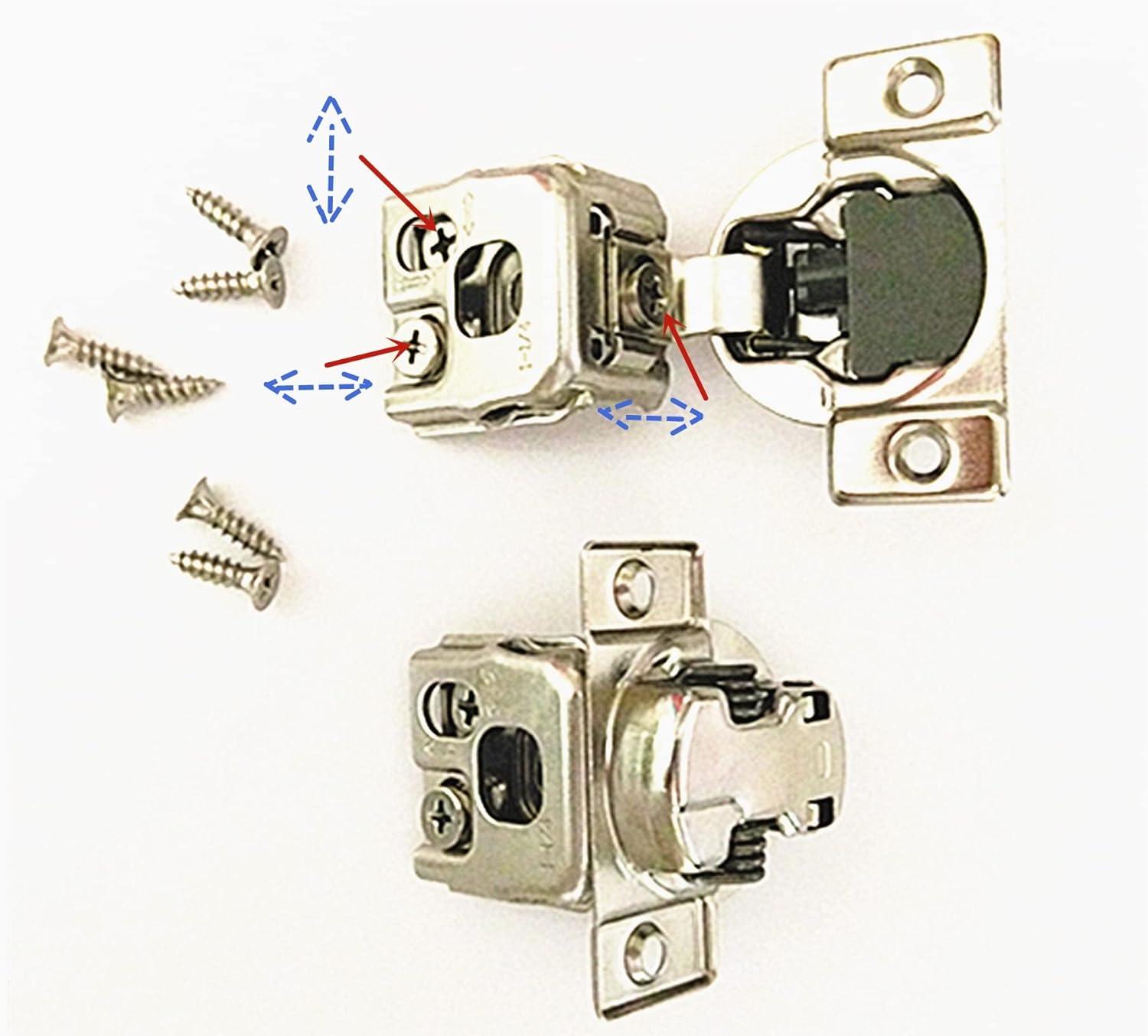 2 Piece Soft Close 1-1/4" Overlay Cabinet Hinge 105 Degree 6 Ways 3 Cam Adjustment (Set of 2)