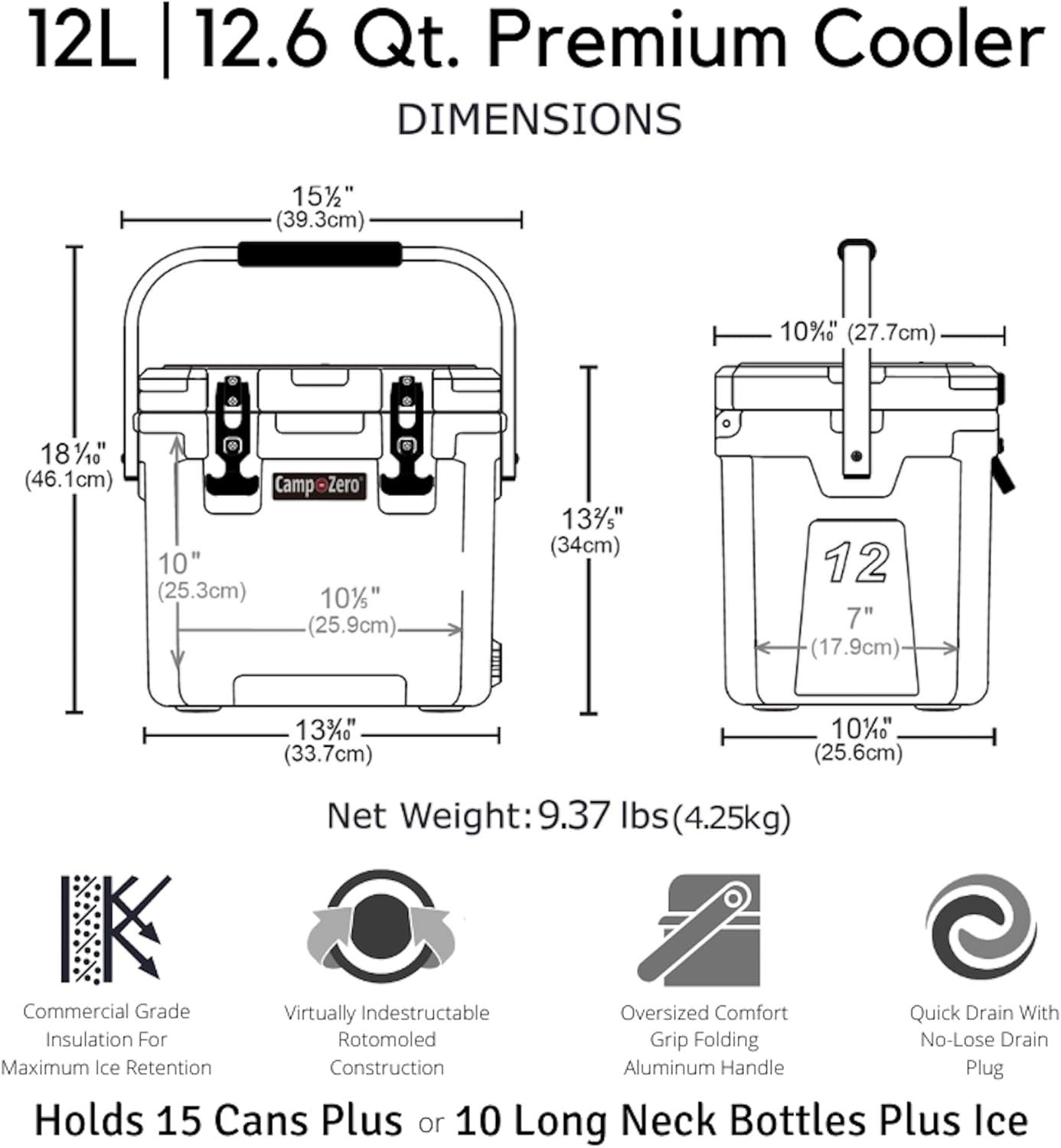 Camp Zero 15 Can Hard Sided Thermocooler, Roto Molded, Clay