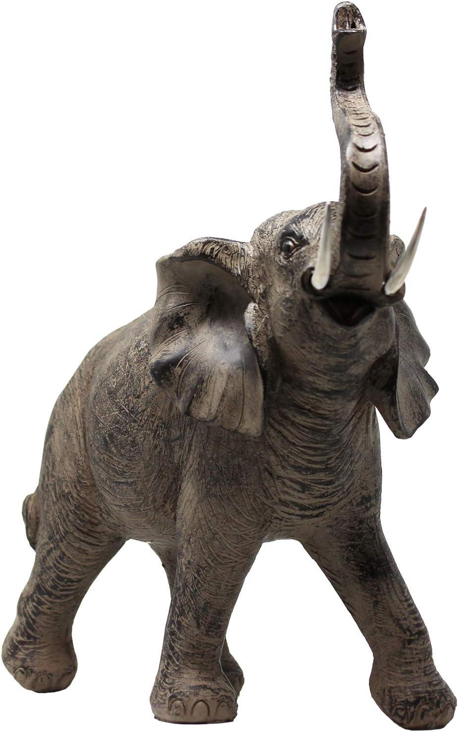 Seraphic Large 13" African Elephant Statue Gifts for Women, Big Elephant Decor Scuplture with Trunk Up for Home DEcor