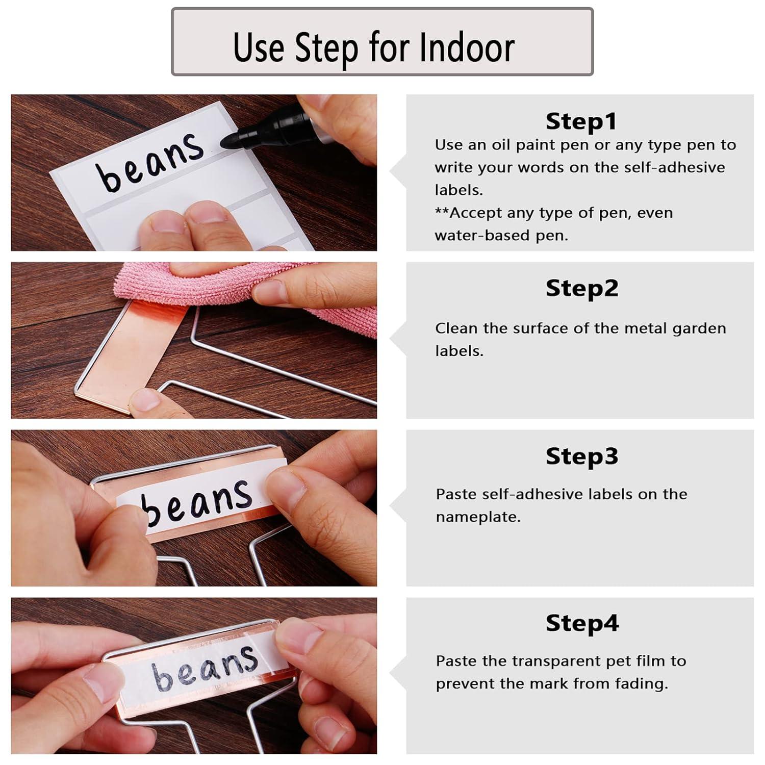 25PCS Copper Metal Plant Tags Plant Labels with 50Pcs Labels, Rainproof PET Film & Permanent Pen, 10" Weatherproof Banner Garden Markers, Marking Protection Seedling Signs Nursery Tags