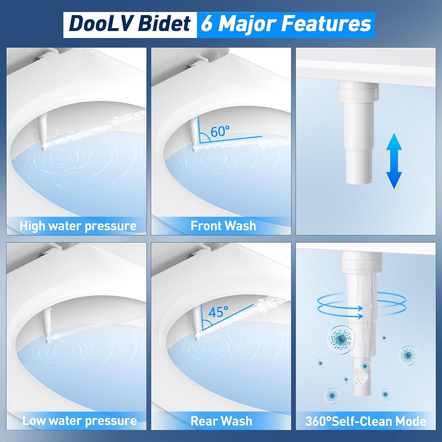 Hot and Cold Bidet Attachment for Toilet, Ultra-Slim Bidet Attachment Warm Water, Non-Electric Adjustable Pressure Self Cleaning Sprayer Nozzle Control for Posterior, Feminine Wash (Chrome)