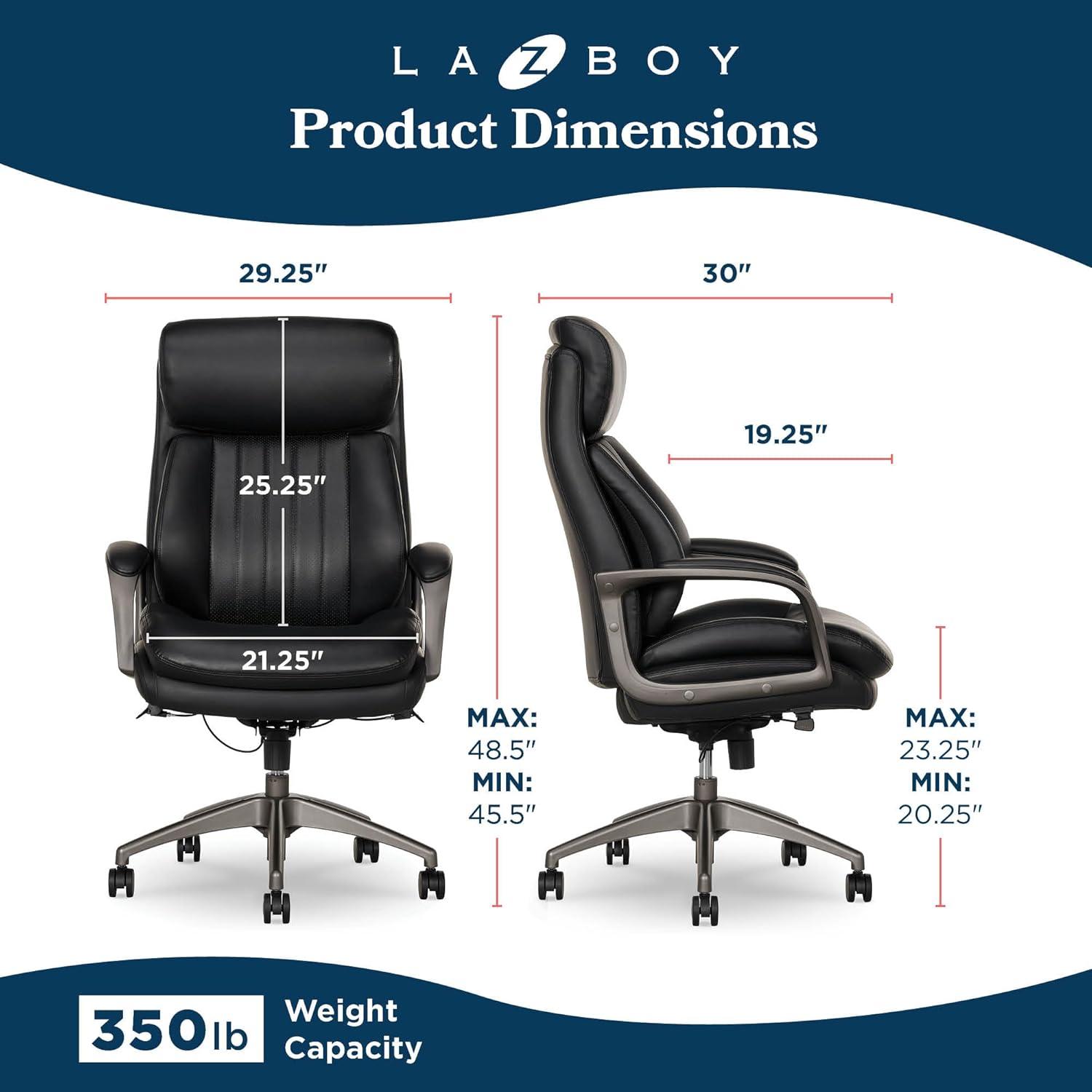 La-Z-Boy La-Z-Boy® Nova Executive Office Chair, Patented AIR Ergonomic Support Technology®, High-Back Premium Comfort & Support, Vegan PU Leather