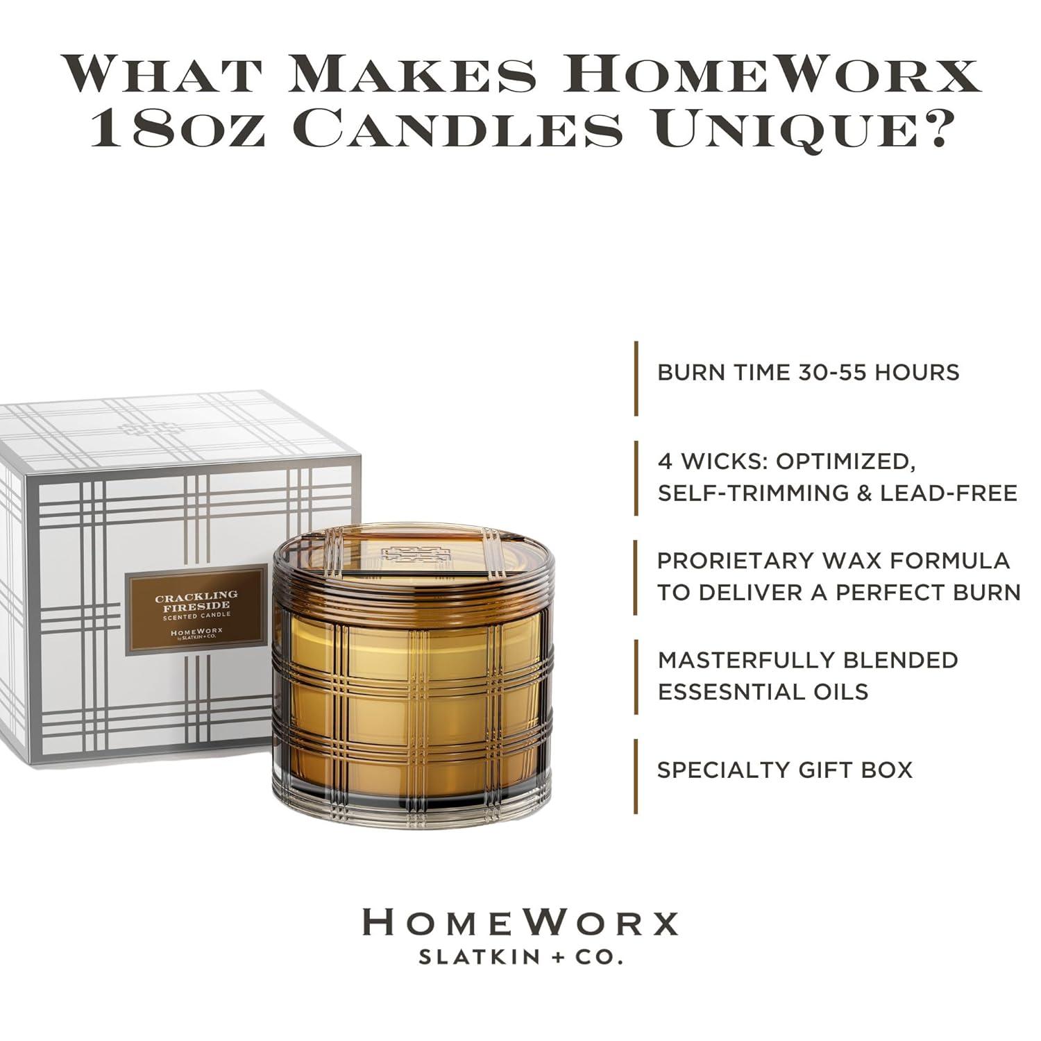 HomeWorx by SLATKIN + CO. 18oz Luxe Candle - Crackling Fireside with Gift Box