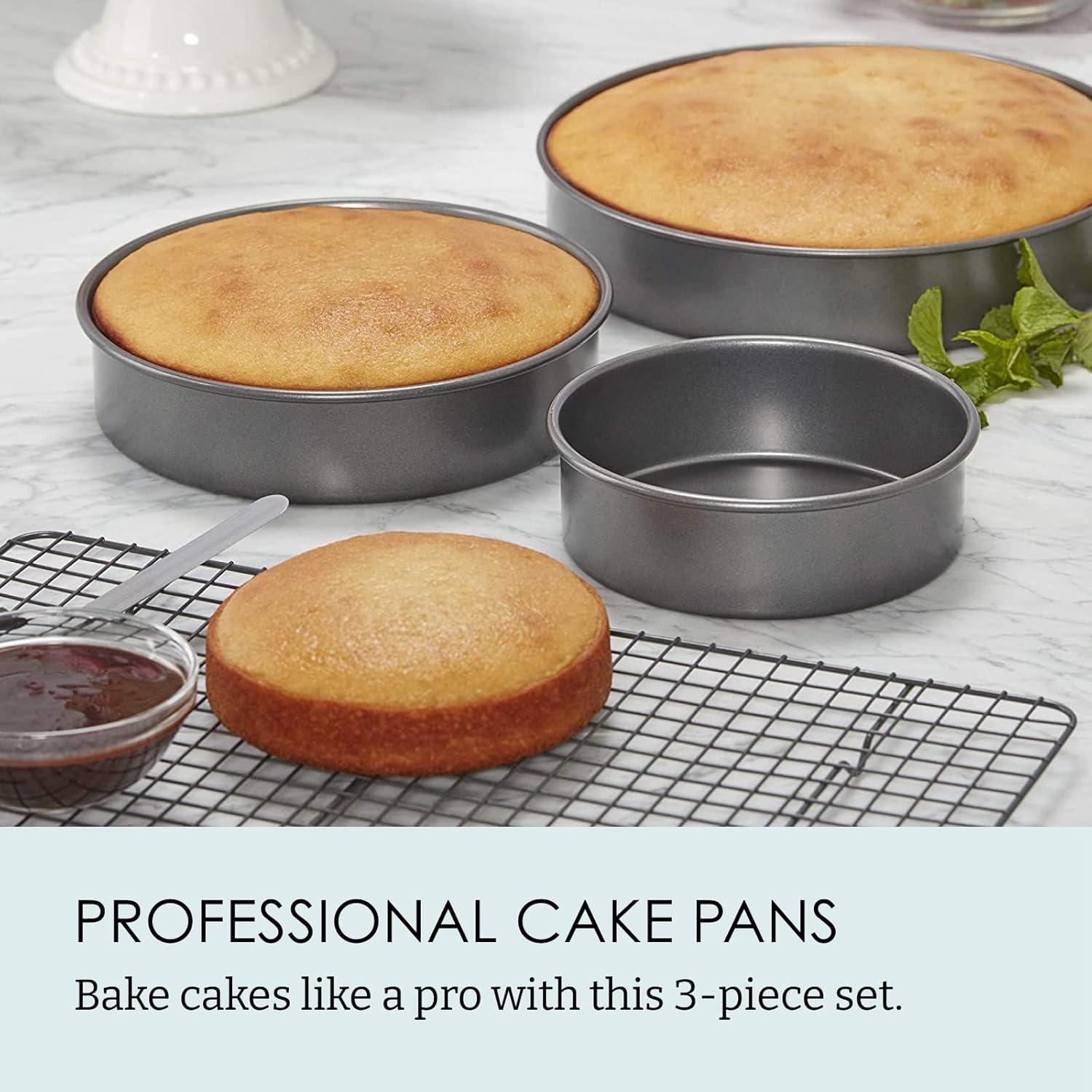 Non-Stick Carbon Steel Round Cake Pan Set, 3-Piece