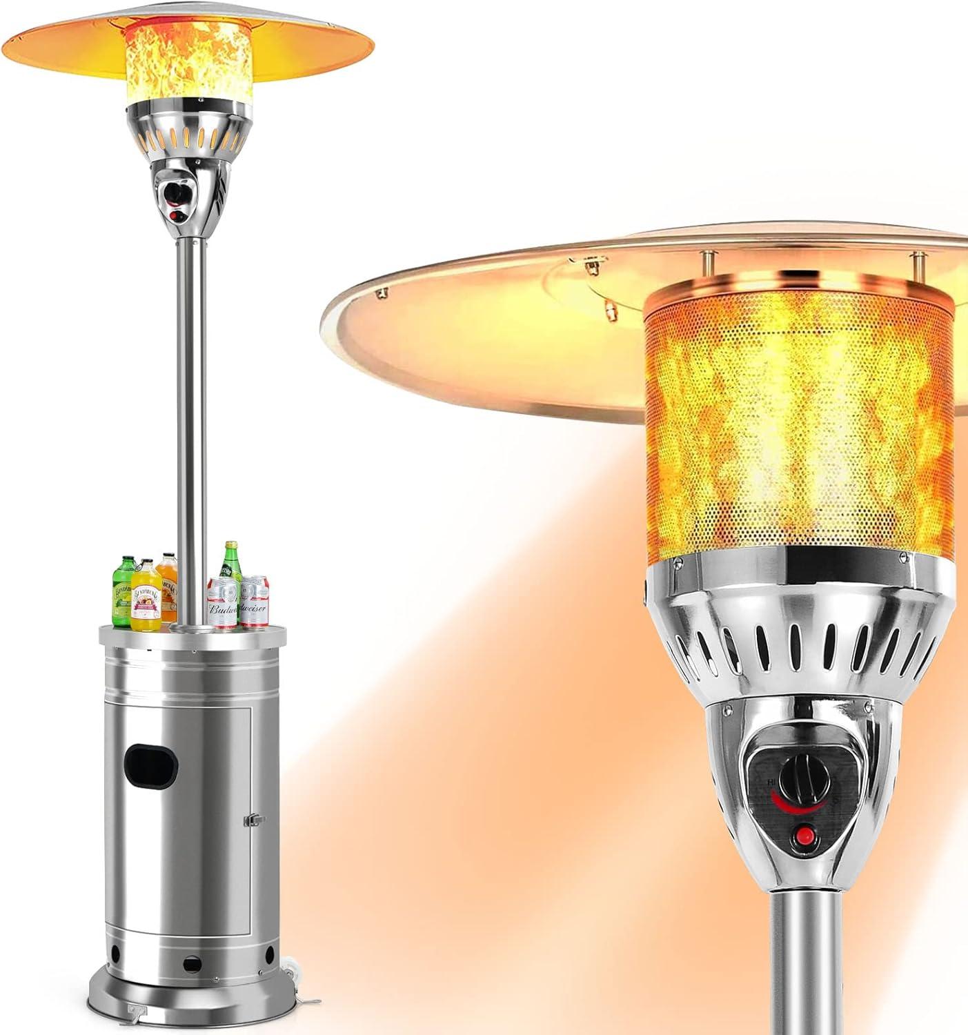 Stainless Steel 48000 BTU Propane Patio Heater with Drink Shelf