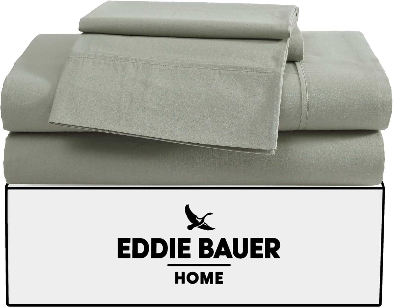 Eddie Bauer Solid Brushed Percale Cotton Sheet Set