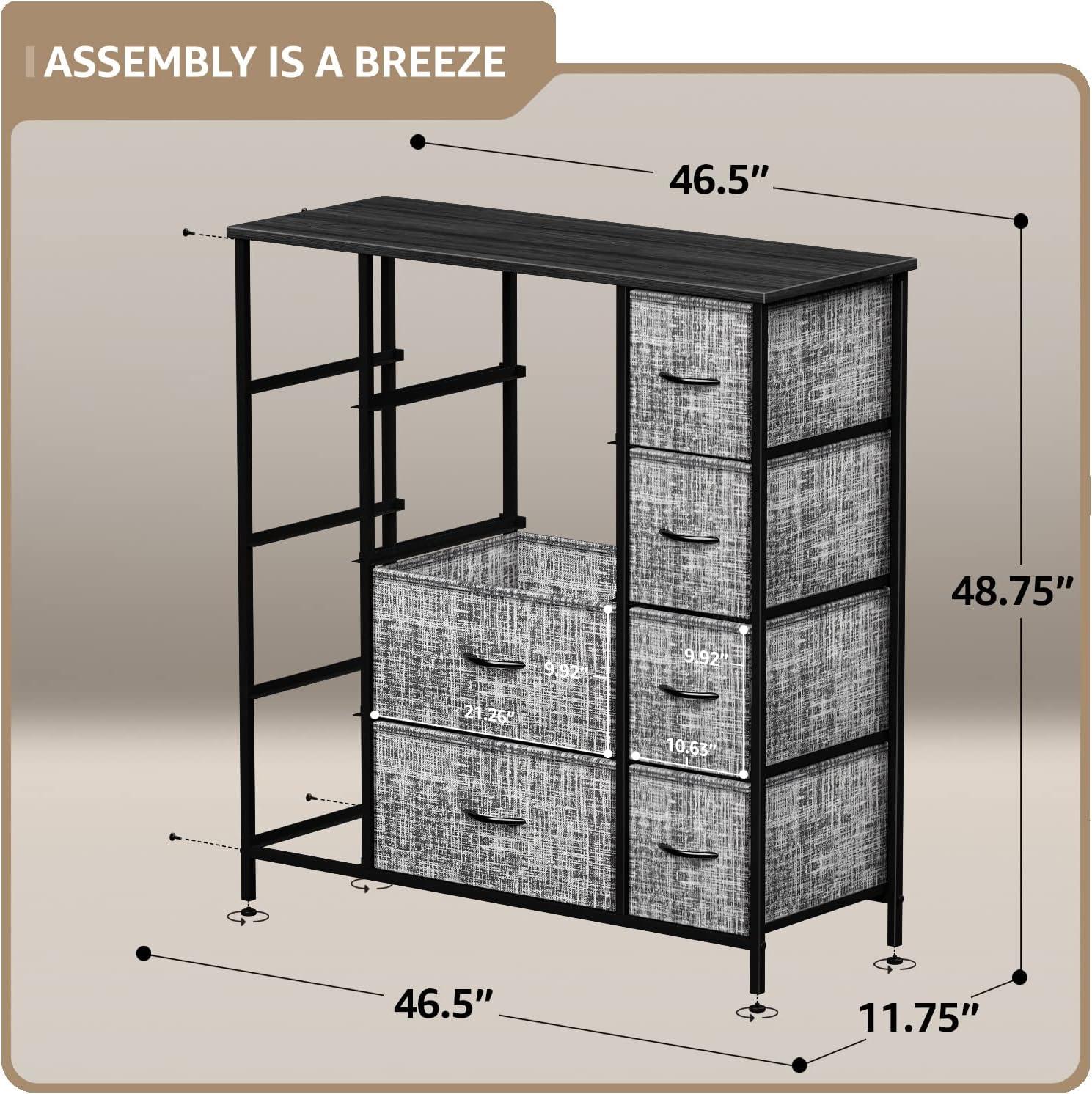 Sorbus 12 Drawers Dresser with Steel Frame and Wood Top