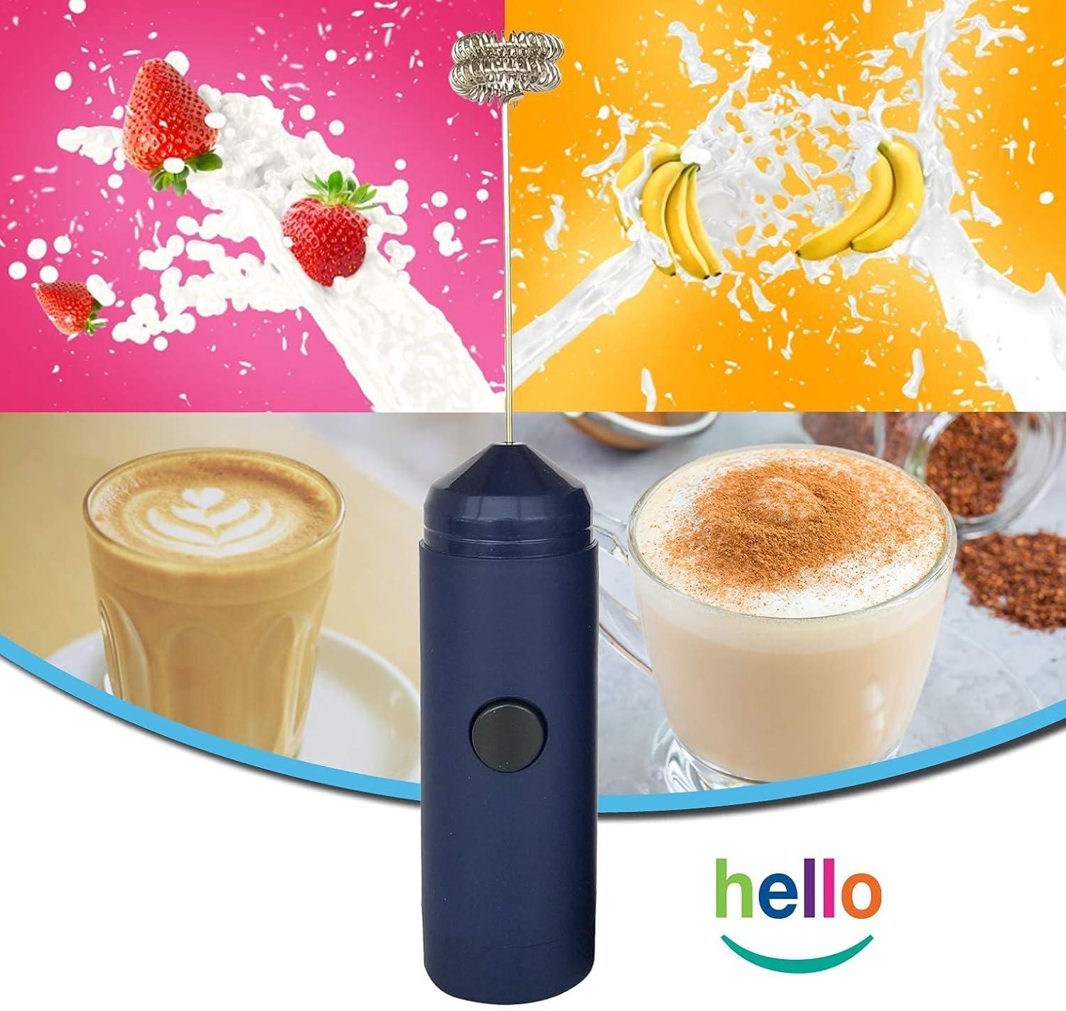MatchaDNA Milk Frother Hello Double Whisk Head, Handheld Battery Operated Electric