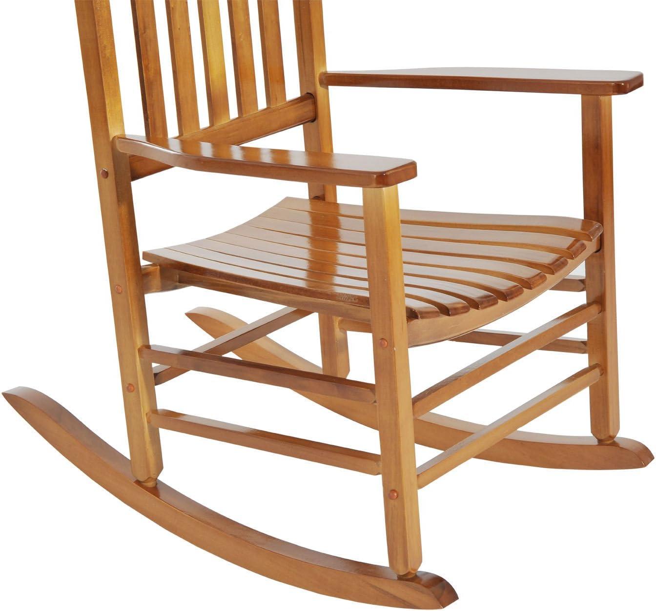 Natural Poplar Wood High Back Rocking Chair with Armrests