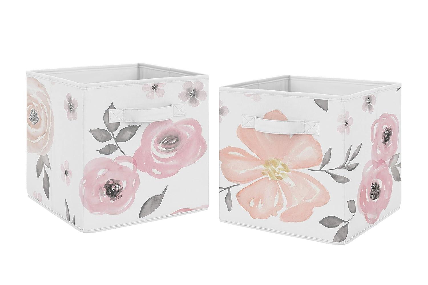 Watercolor Floral Fabric Storage Bin (Set of 2)