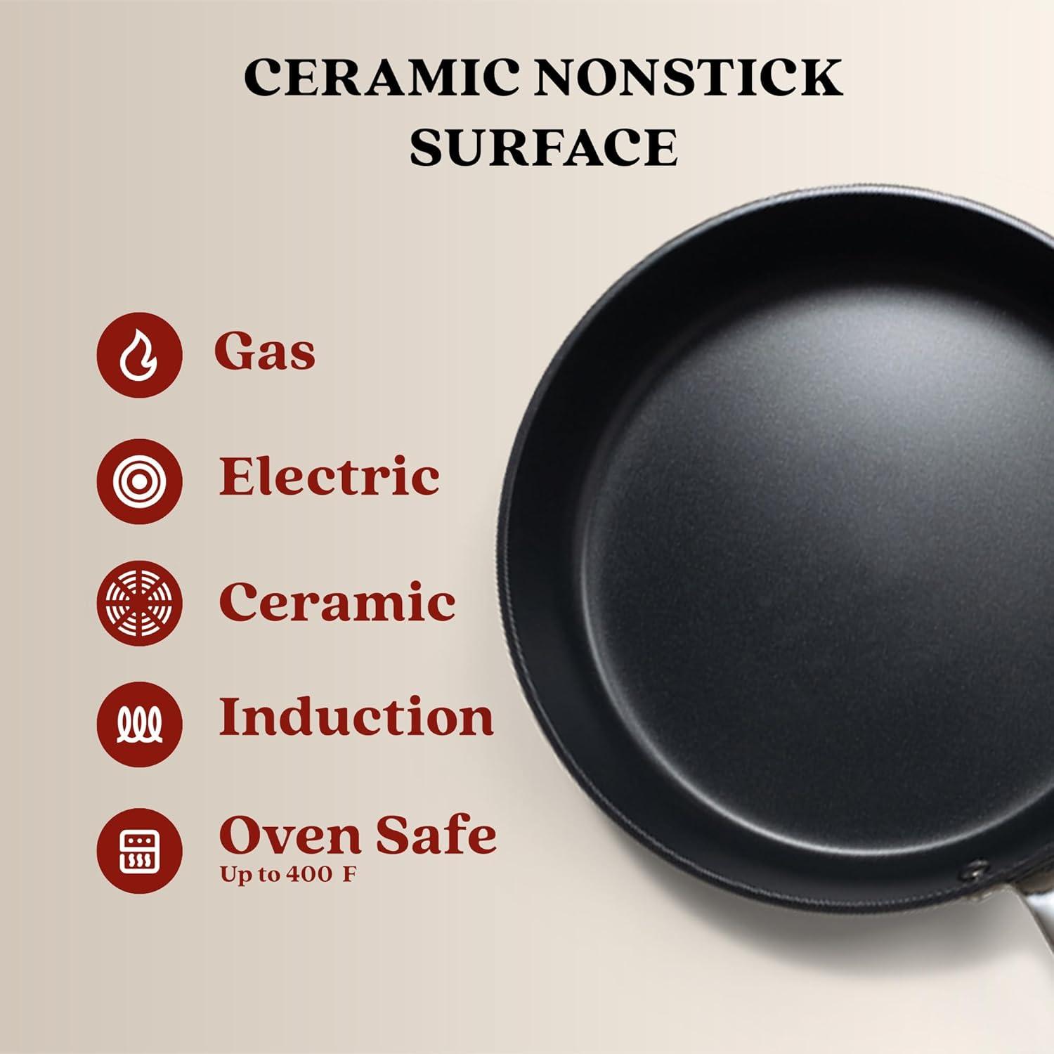 Alva Maestro Ceramic Nonstick Frying Pan Skillet Non Toxic Omelette Pan Kitchen Cookware PFAS, PFOA & PFTE Free, for Cooking Pan Set, Induction Safe, Add to Your Pots and Pans Set Cookware