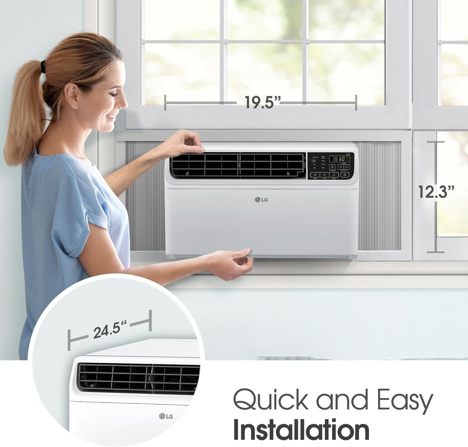 LG 6000 BTU Dual Inverter Smart Window Air Conditioner for 250 Sq. Ft. with 4 Speeds, Timer in White