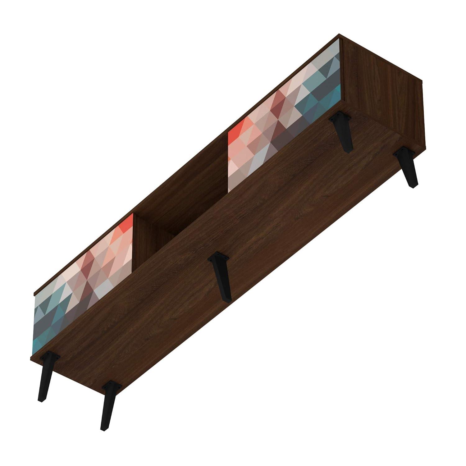 Manhattan Comfort Doyers Wood TV Stand for TVs up to 75" in White/Marble Stamp