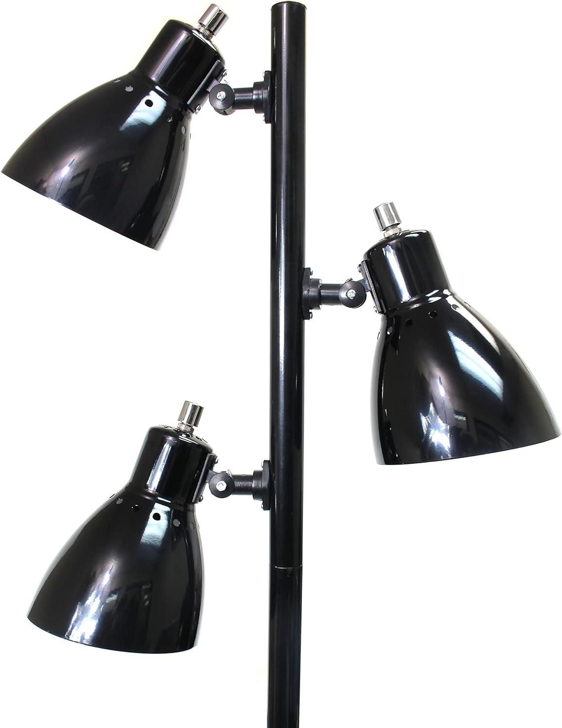 Modern Adjustable Triple-Light Floor Lamp in Black Metal