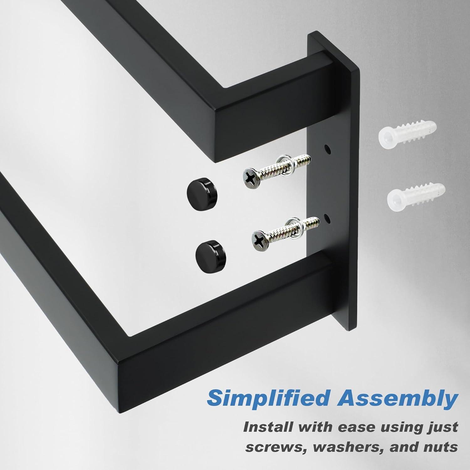 Double Towel Bar 24", SUS304 Stainless Steel Towel Racks For Bathroom Wall Mounted, Heavy Duty Bathroom Towel Holder, Space Saving Towel Hanger