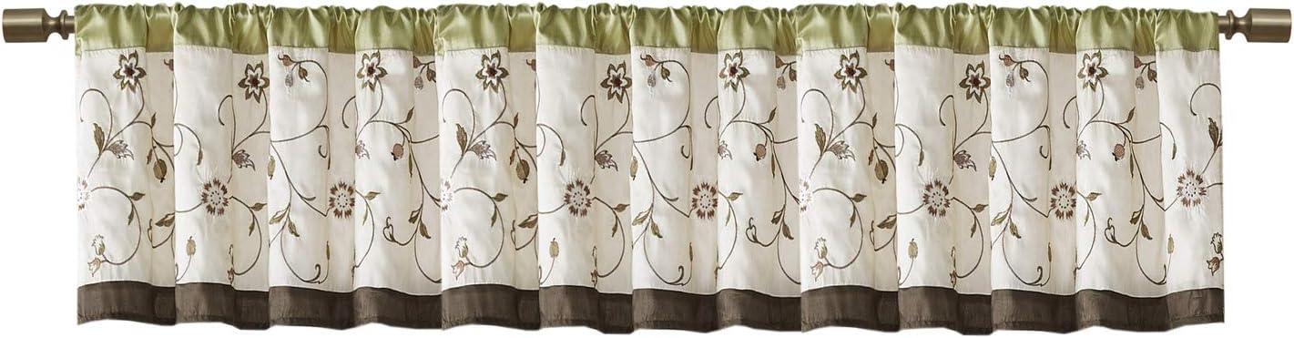 Serene Floral Embroidered 50'' W Window Valance