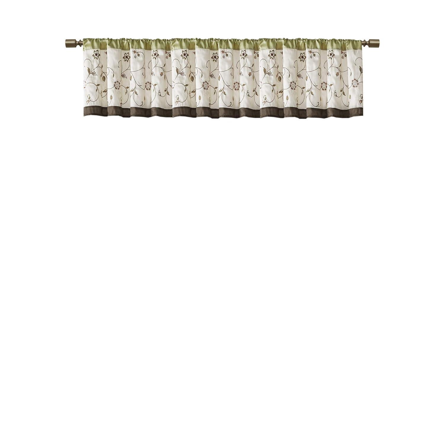 Madison Park Serene Floral Embroidered 50'' W Single Window Valance