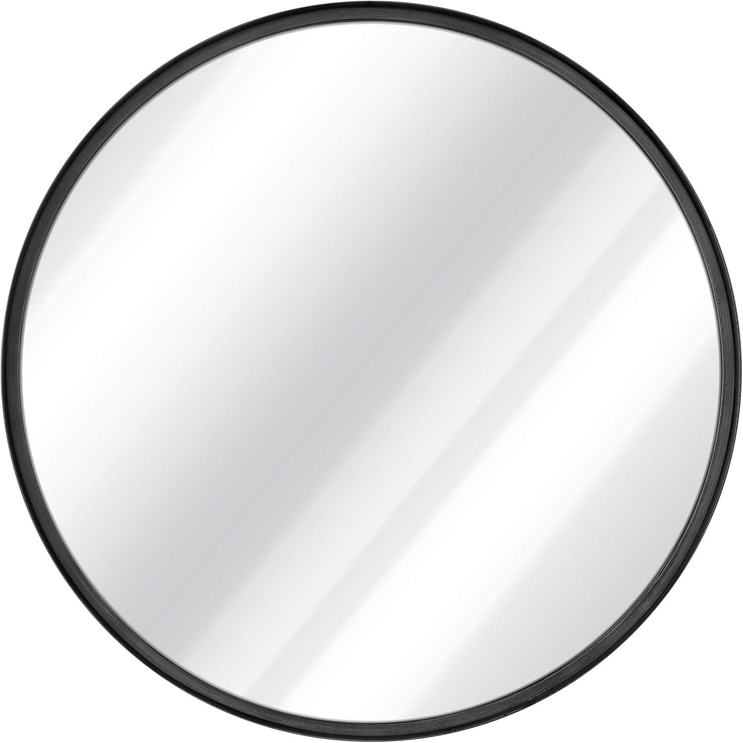 HBCY Creations Black Circle Wall Mirror 30 Inch Black Round Wall Mirror for Entryways, Washrooms, Living Rooms