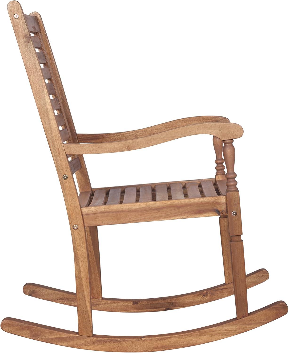 Outdoor Wood Patio Rocking Chair in Brown