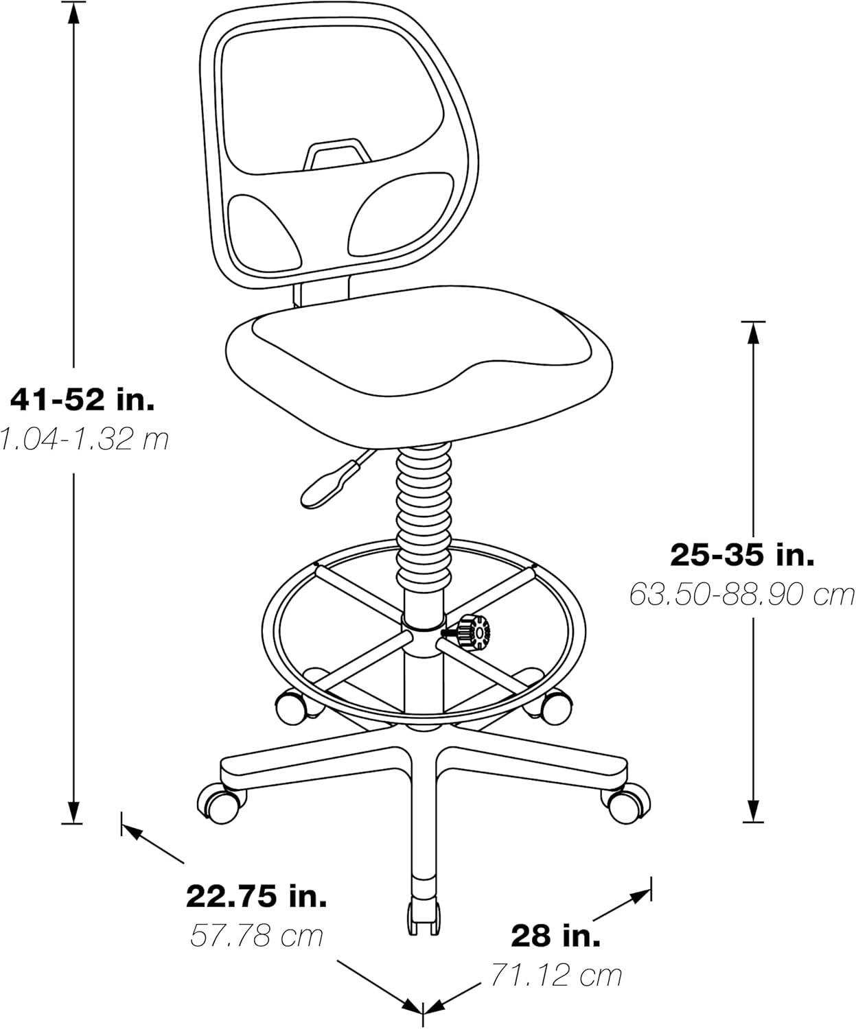 Office Star Products Deluxe Mesh Back Drafting Chair with 18" Diameter Foot Ring