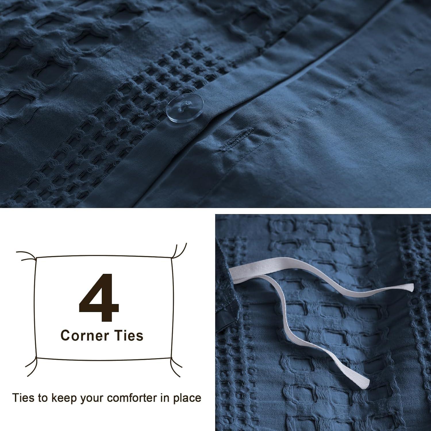 Brielle Home Pierce Waffle 100% Cotton 3 Piece Comforter Set