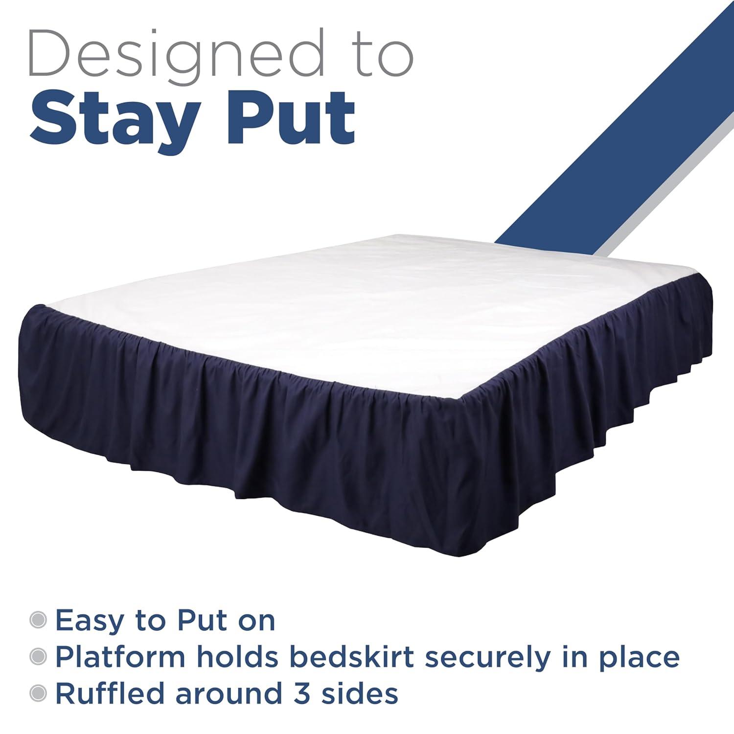 Martex Martex Ruffled Bed Skirt Easy Fit Lightweight 100% Microfiber Dust Ruffle Hotel Quality With 16 inch Tailored Drop