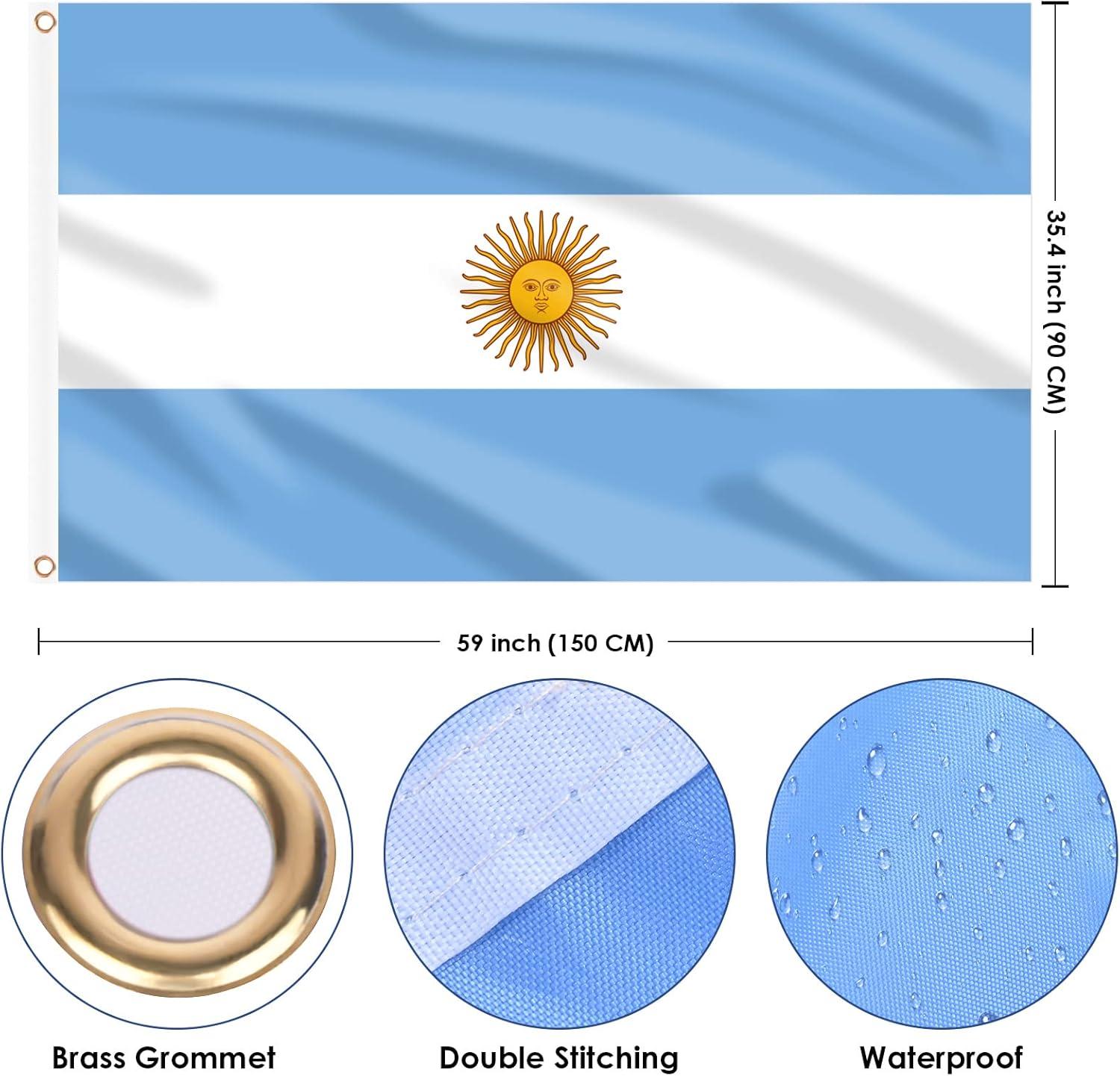 Aihccy Argentina Flag with Brass Grommets Size - 3x5Ft