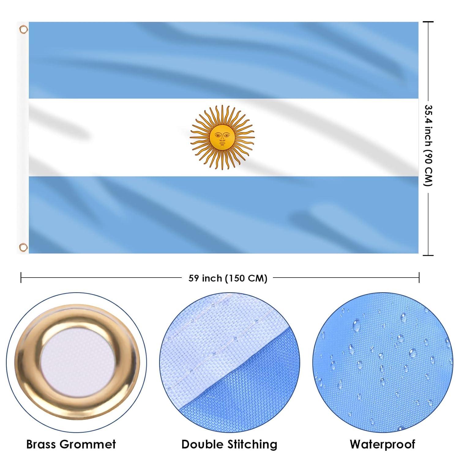 Aihccy Argentina Flag with Brass Grommets Size - 3x5Ft