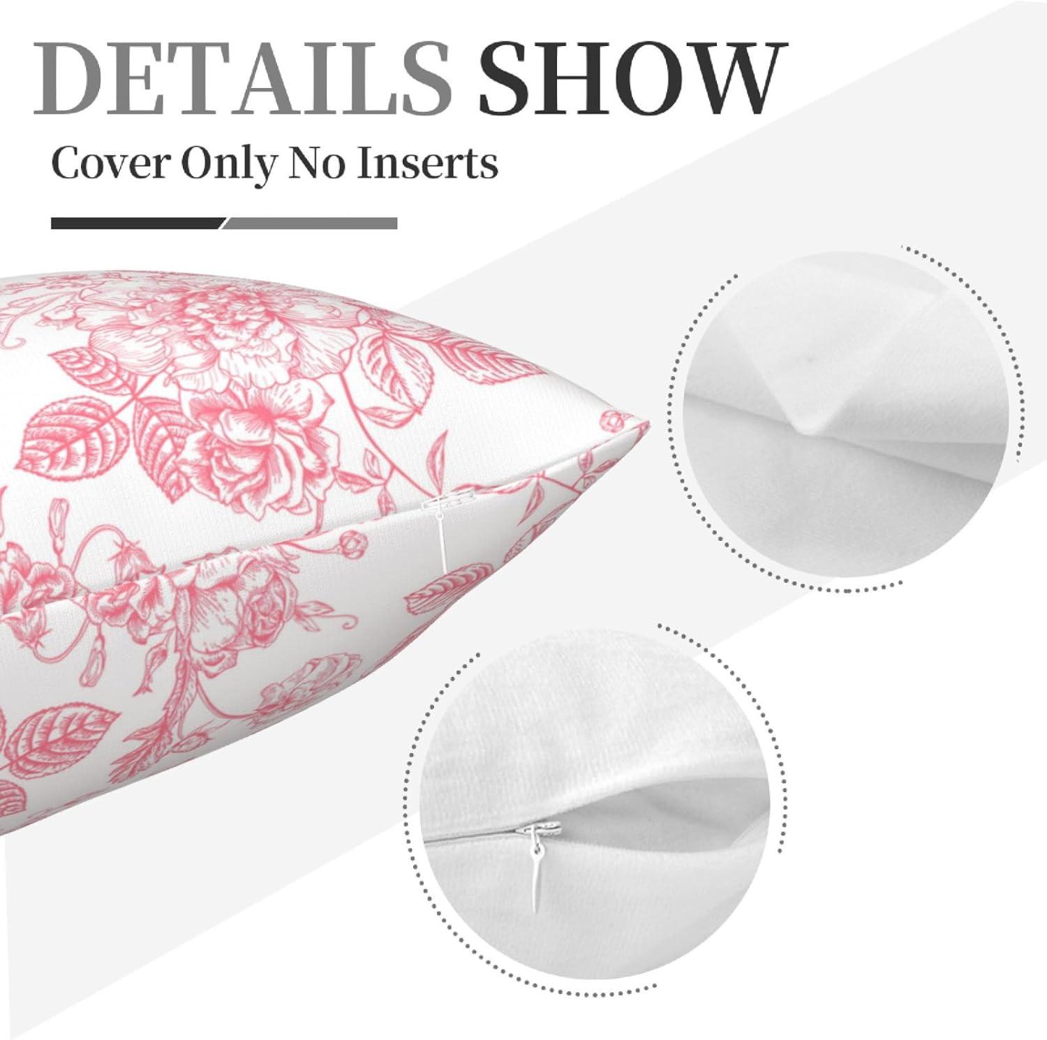 NEUTRALPOSTURE Floral Throw Pillow Covers 18X18 Inches Set Of 2, Decorative Vintage Chinoiserie Flower Pillow Case Farmhouse Cushion Covers For Sofa Bed Couch Living Room