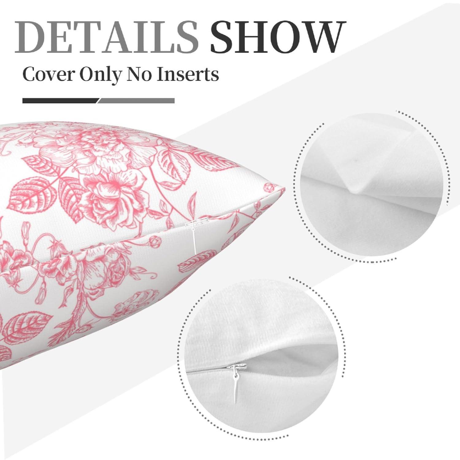 NEUTRALPOSTURE Floral Throw Pillow Covers 18X18 Inches Set Of 2, Decorative Vintage Chinoiserie Flower Pillow Case Farmhouse Cushion Covers For Sofa Bed Couch Living Room