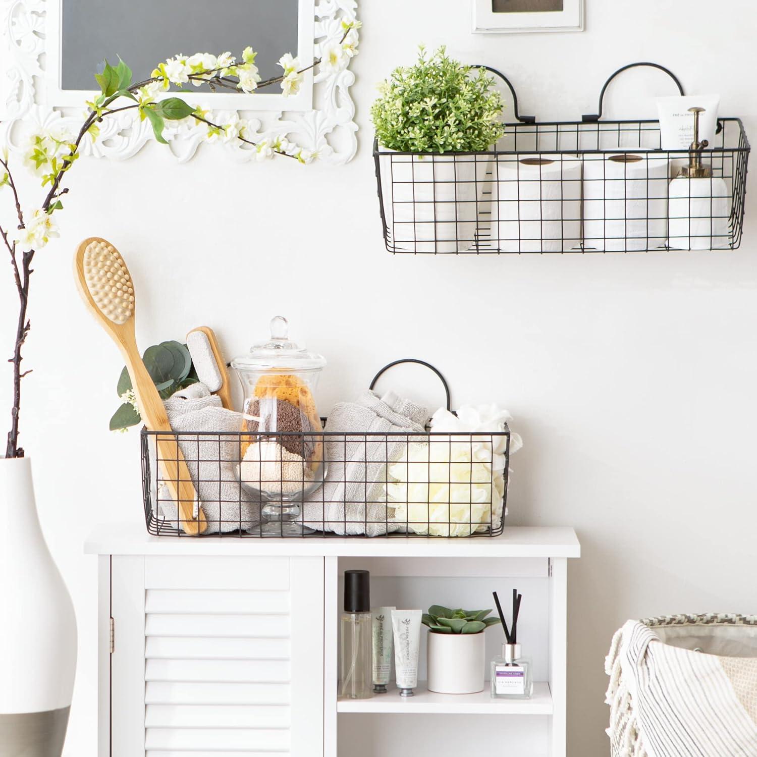 Small Black Wire Wall Basket Set/2