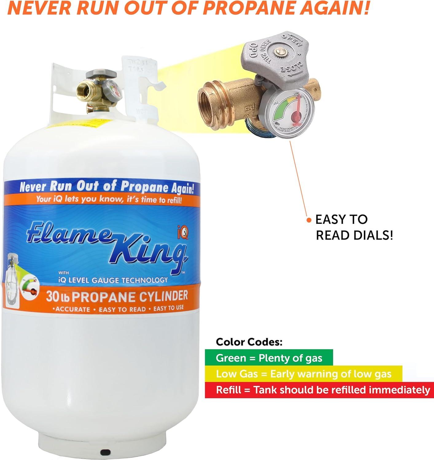 Flame King Flame King 30LB Empty Steel Propane Tank LP Cylinder, OPD Valve & Built-in Gauge for Grills & BBQs