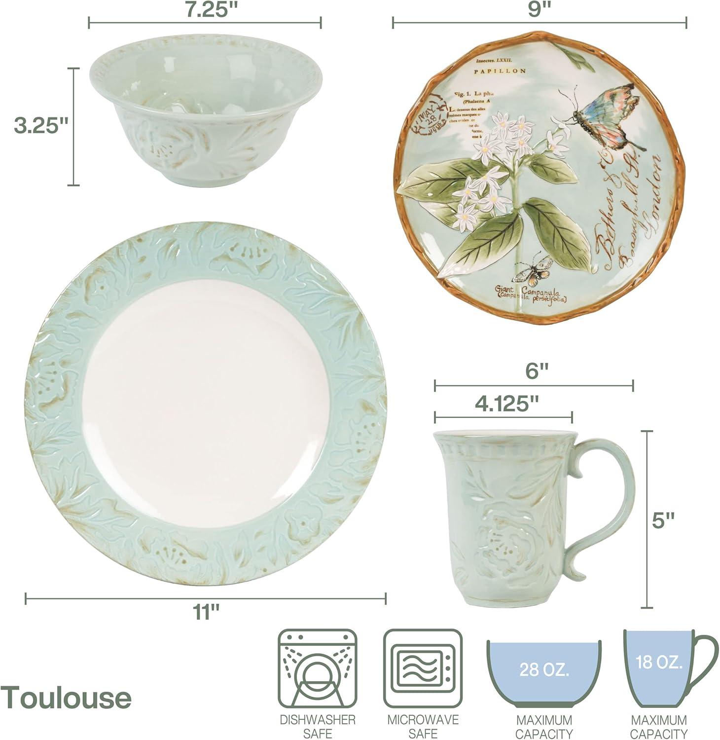 Fitz and Floyd Toulouse 16-Piece Stoneware Dinnerware Set, Service for 4