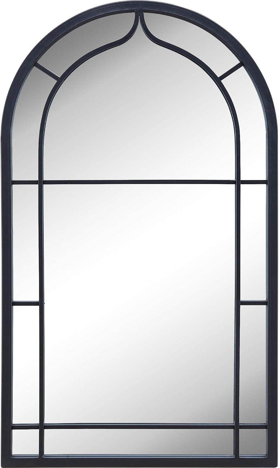 Dark Gray Arched Metal Farmhouse Wall Mirror, 20 x 34 in