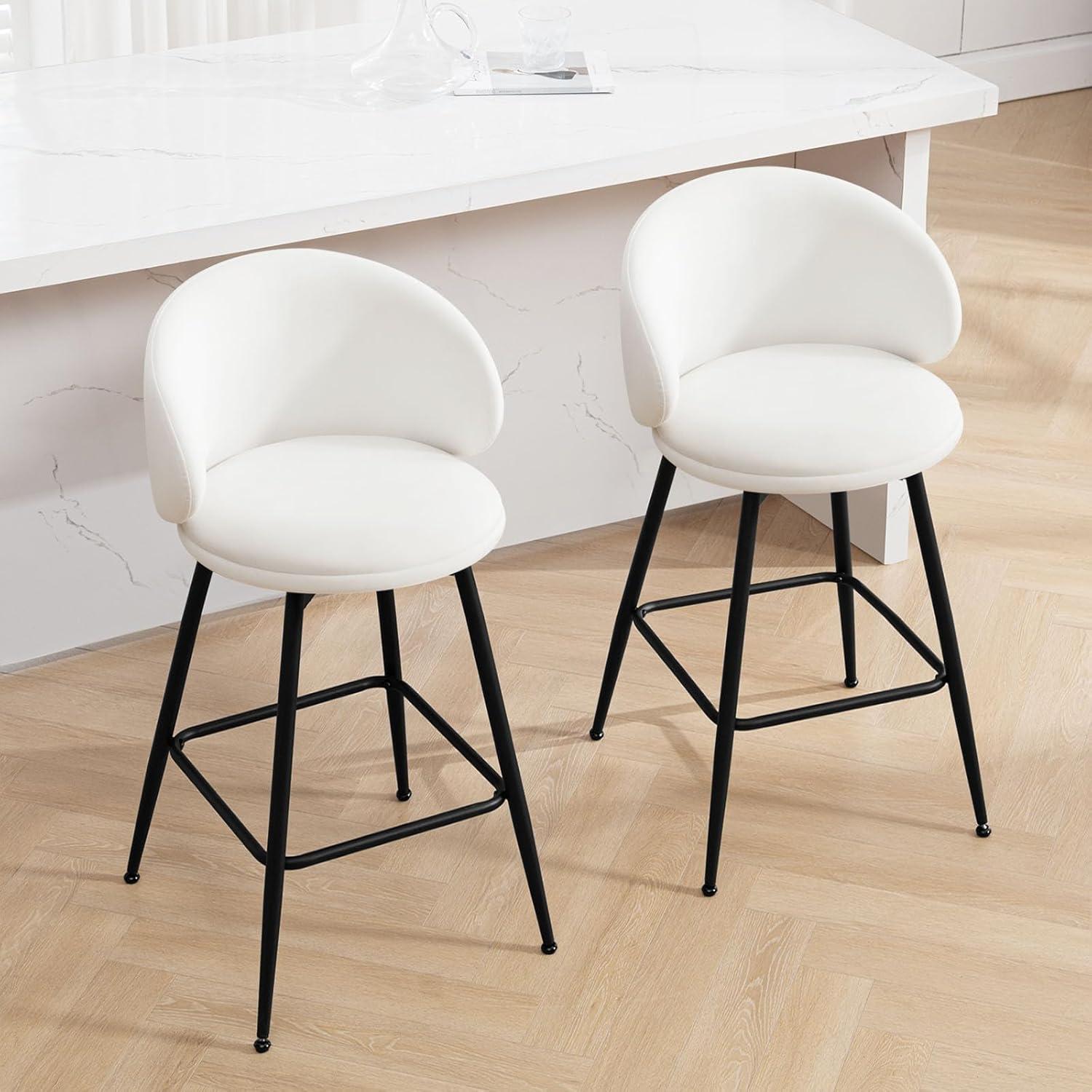 Corrigan Studio® Swivel Upholstered Counter Height Bar Stools (Set of 2)