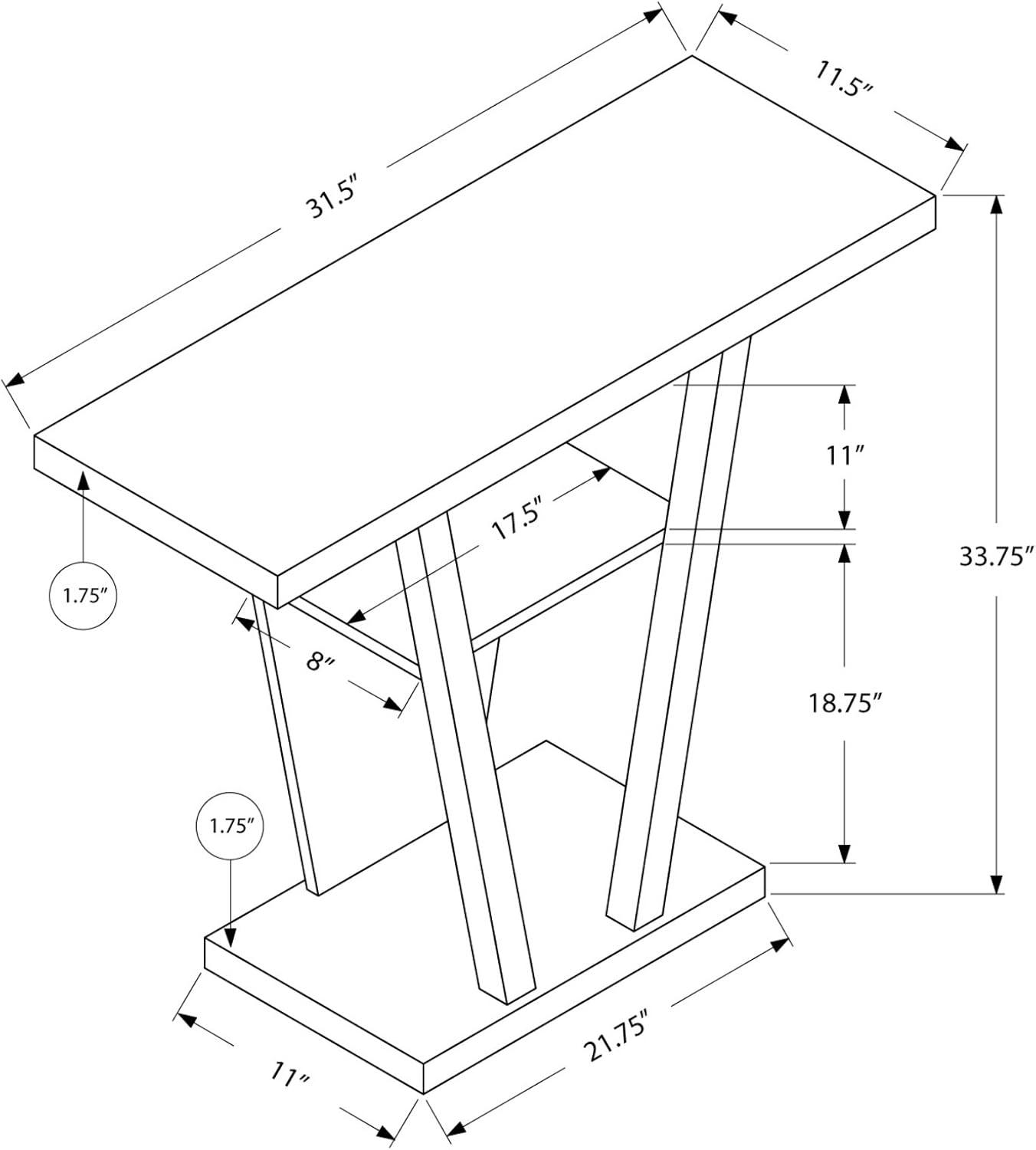 White Rectangular Wood and Metal Console Table with Storage