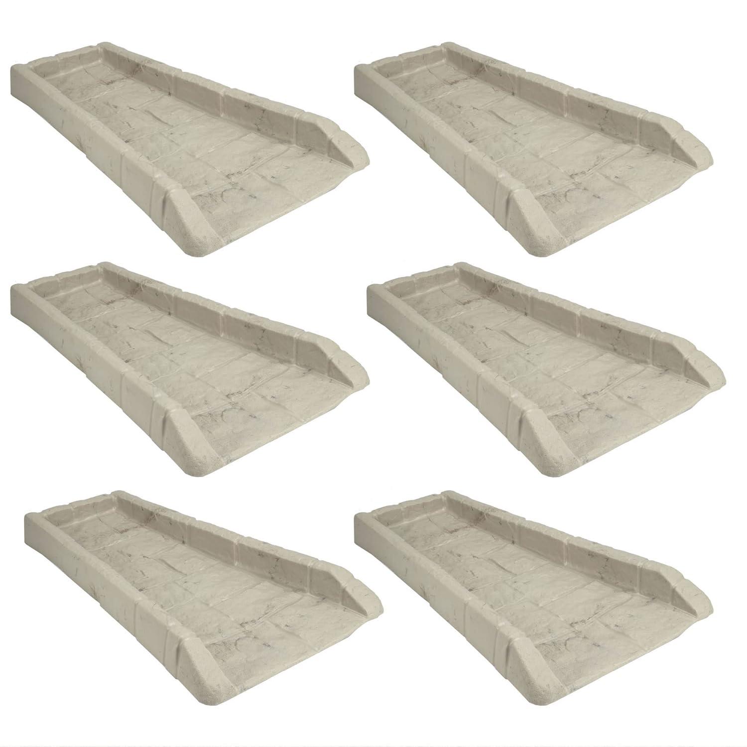 Suncast Durable Decorative Rain Gutter Downspout Erosion Prevention, Water Guard Diverter Catch Basin Tray Splash Block, Light Taupe (6 Pack)