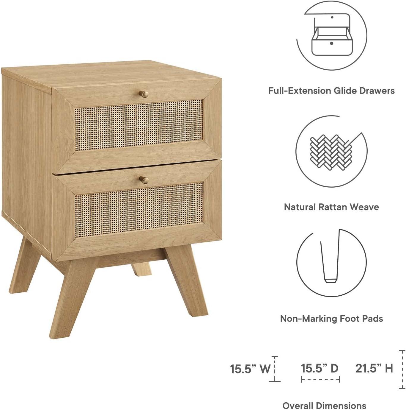 Modway Soma Rattan Weave 2 Drawer Nightstand