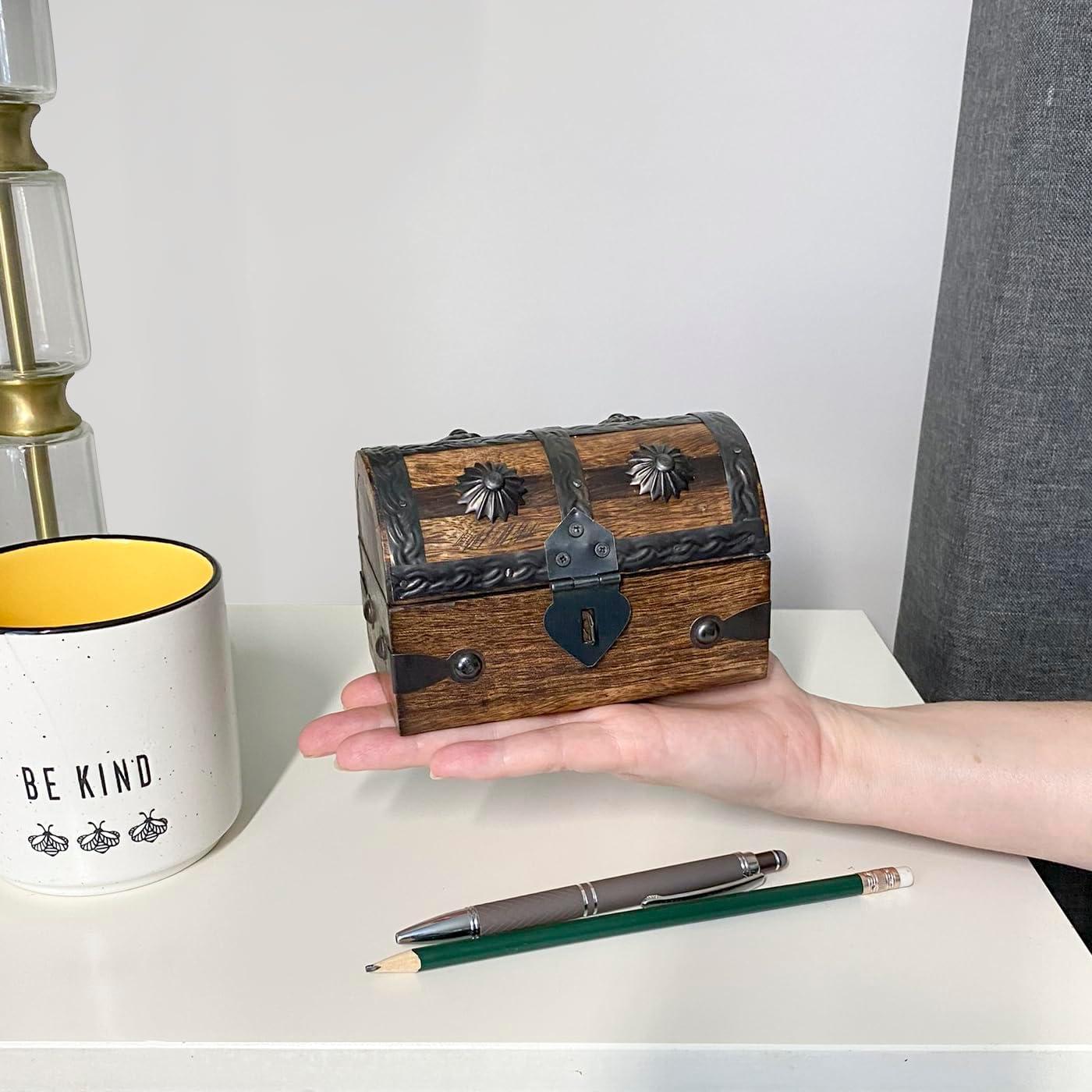 Nautical Cove Treasure Chest Keepsake and Jewelry Box Wood - Toy Treasure Box Large (8x6x6)
