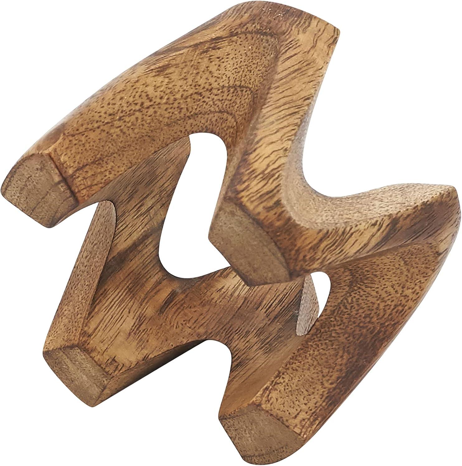 Natural Mango Wood W Design Napkin Rings Set of 4