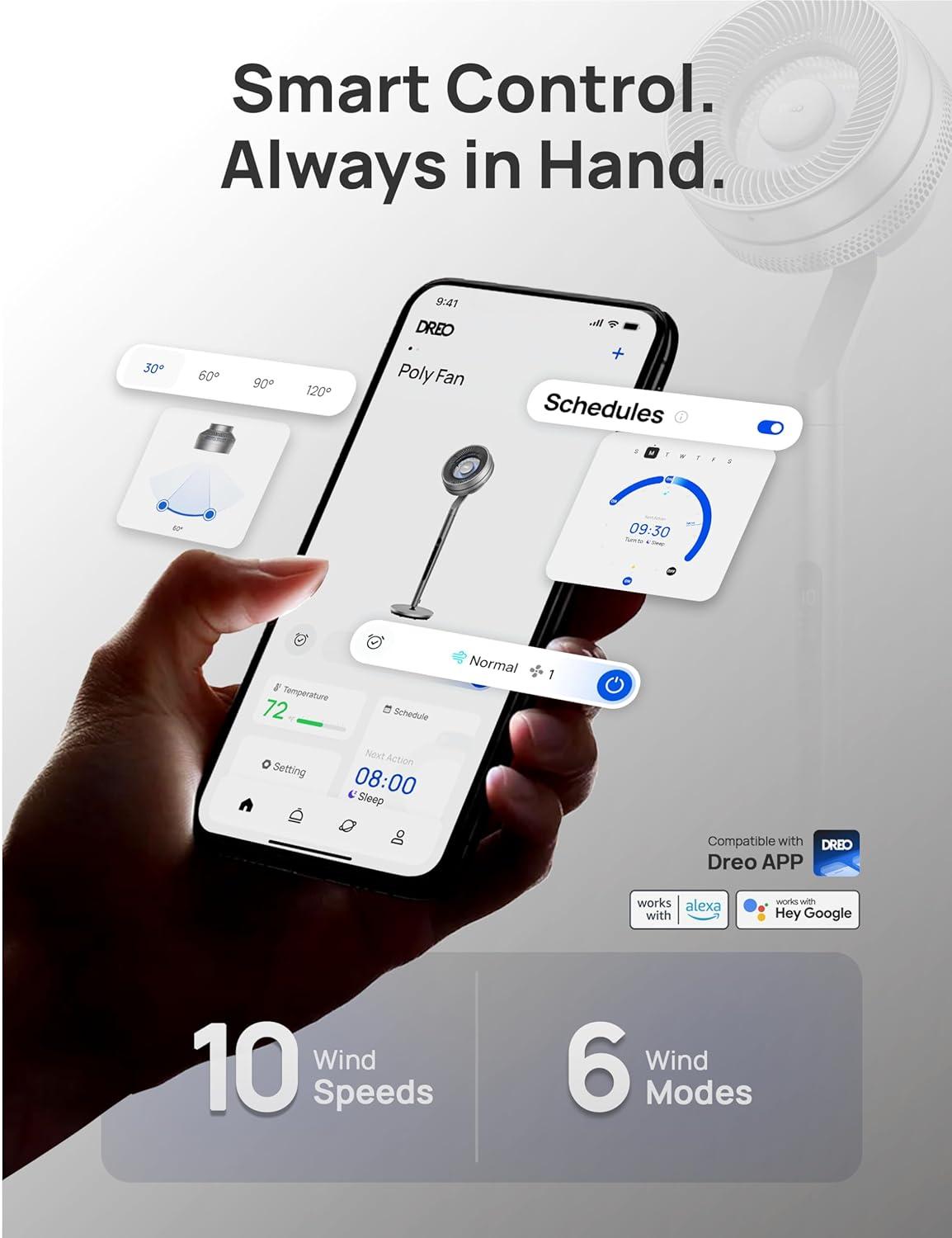 G & R PLUMBING ENTERPRISES, INC. Pedestal Fan with Smart Control, 40-44" Adjustable Height, DC Quiet Fans for Bedroom