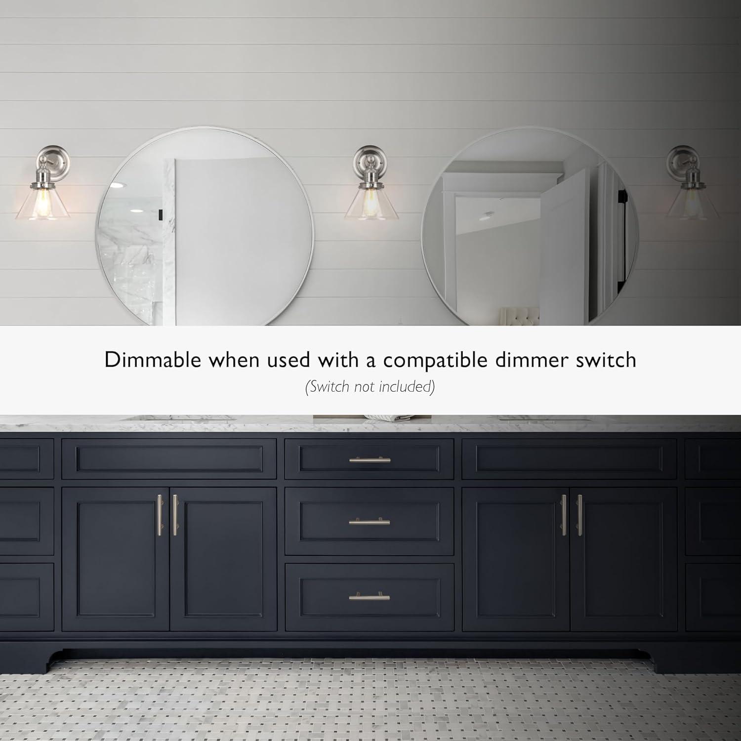 Design House 589028-SN Augustin Transitional 1-Light Indoor Dimmable Wall Light Fixture with Clear Seedy Glass Shade for Kitchen Hallway Bedroom Bathroom, Satin Nickel