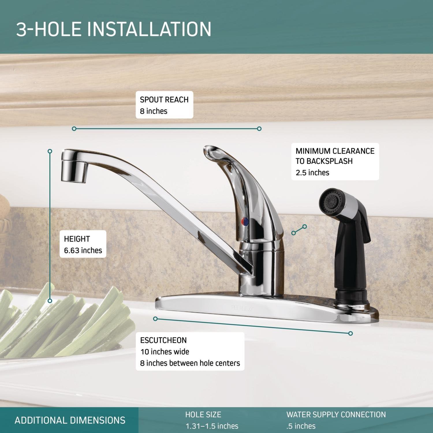 Core Single-Handle Kitchen Sink Faucet with Side Sprayer, 3-Hole Kitchen Faucet