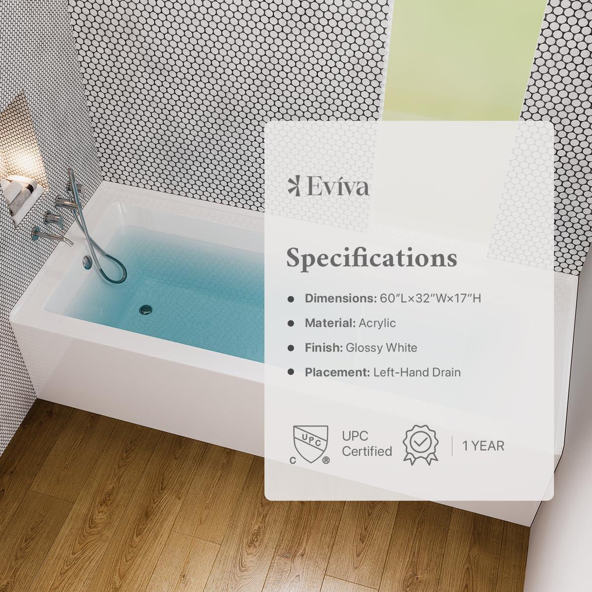 Nova 60'' x 32'' Alcove / Tile In Soaking Acrylic Bathtub