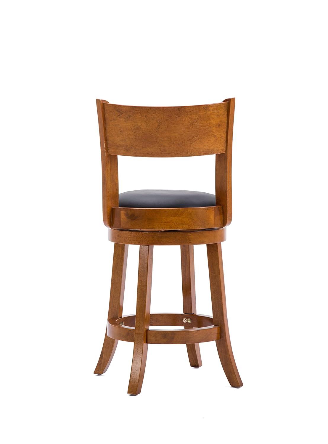 24" Palmetto Swivel Hardwood Counter Height Barstool Fruitwood - Boraam: Upholstered, Curved Back